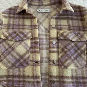 Zara Lavender & Cream Plaid Button-Up Shacket